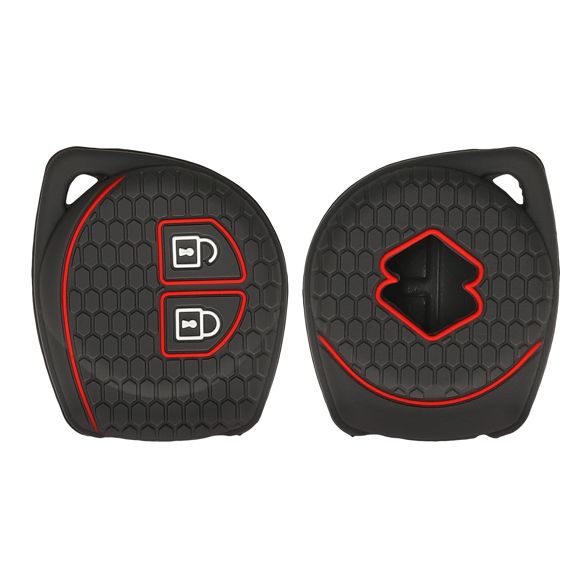 kwmobile Key Cover Compatible with Suzuki 2 Button Car Key - Soft Silicone Car Key Fob Holder Protector Case - Black Matte/Red