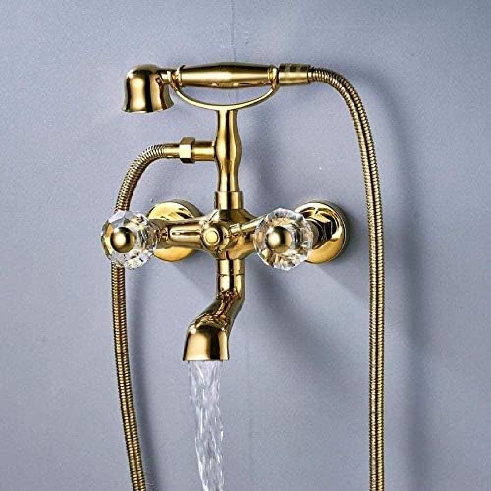 Ensemble de douche doré mitigeur baignoire mural chic