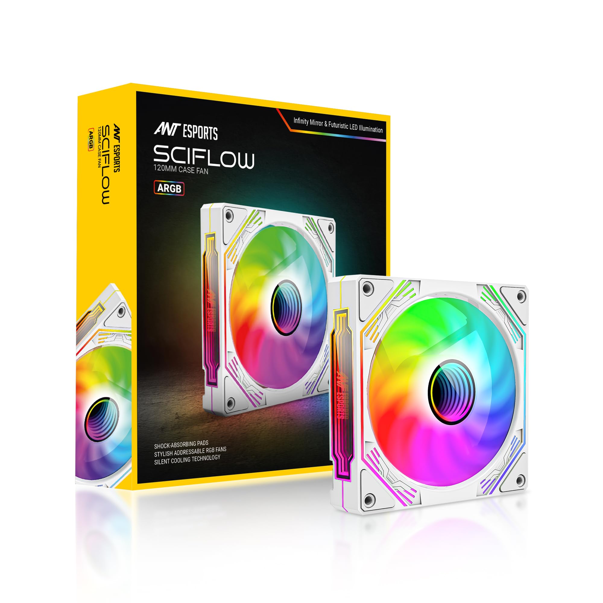 Ant Esports Sciflow 120mm ARGB Case Fan - White, Infinity Mirror