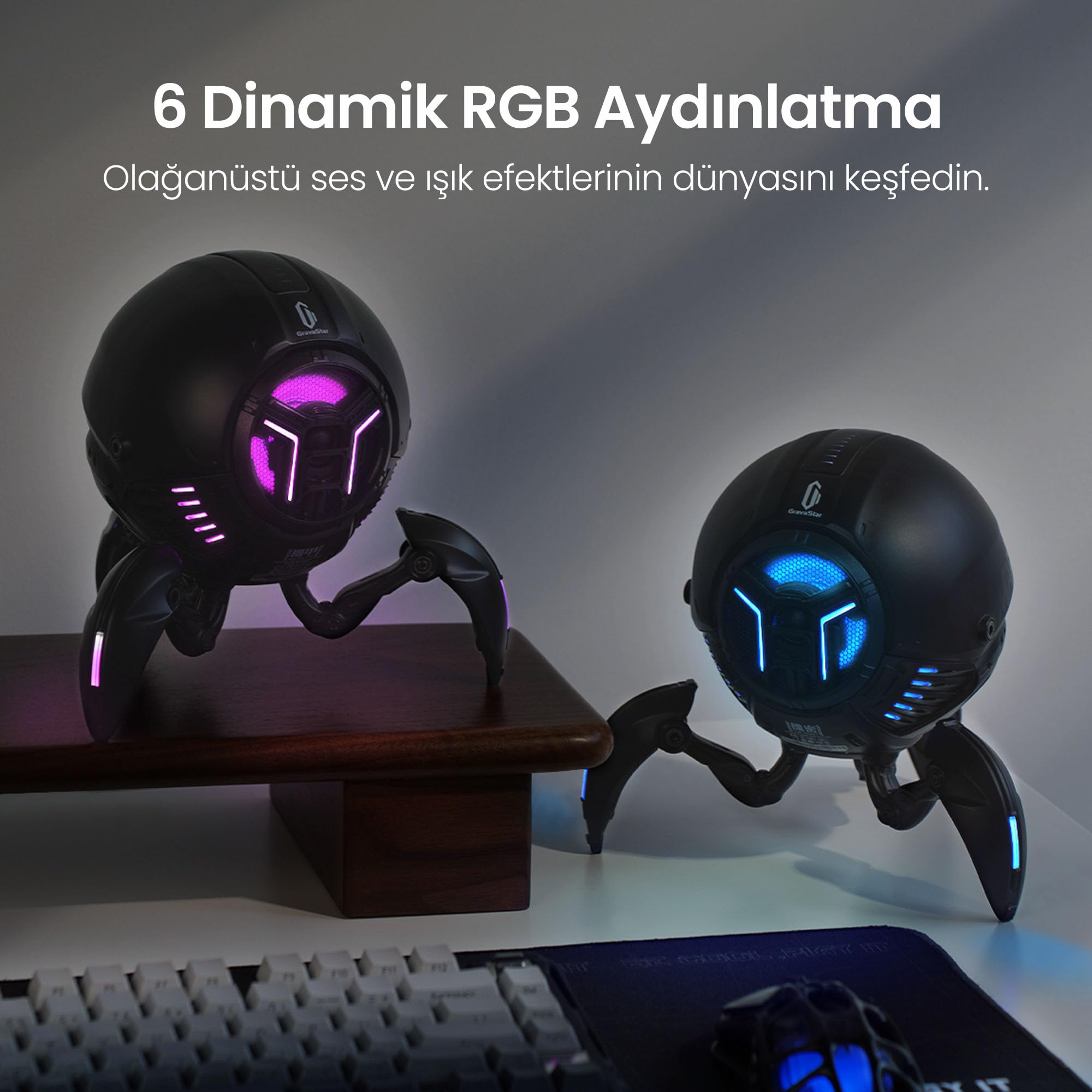 GravaStar Bluetooth Hoparlör Mars Pro Special Edition Aurochs 15 Saat Çalma Süresi G1 PRO Gerçek Kablosuz Stereo Ses Hoparlörü, harika tasarımlı