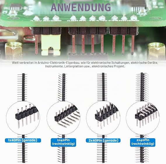 Glarks Connector Assortment 2.54mm Male and Female Long/Short Needle Stackable Shield and Single/Double Row Breakaway PCB Board Pin Header for Arduino Prototype Shield 190