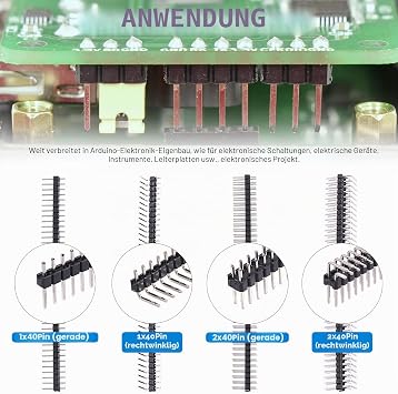 Glarks Connector Assortment 2.54mm Male and Female Long/Short Needle Stackable Shield and Single/Double Row Breakaway PCB Board Pin Header for Arduino Prototype Shield 190