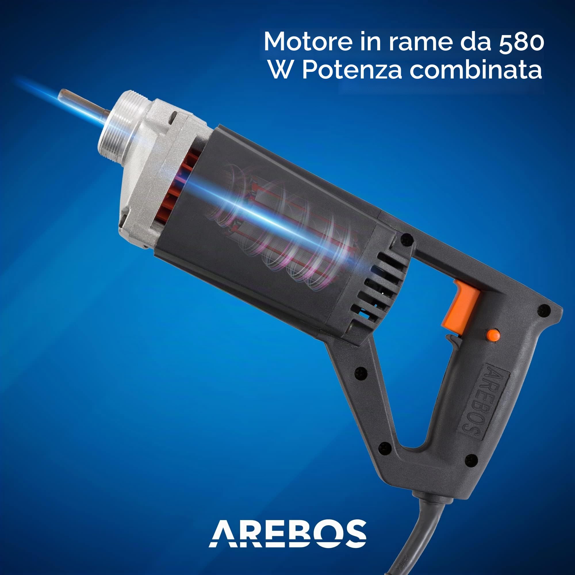Arebos - Bruciatore per cemento Vibratore elettrico per calcestruzzo | 580 W | 4000 giri-min | 1,5 m | elettrico | flessibile