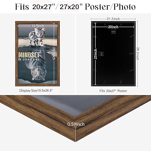 Vista 278 de Marco gris rústico de 18 x 24 pulgadas, marco para póster de 18 x 24 pulgadas, color gris envejecido, grande, retro, natural, 24 x 18 pulgadas