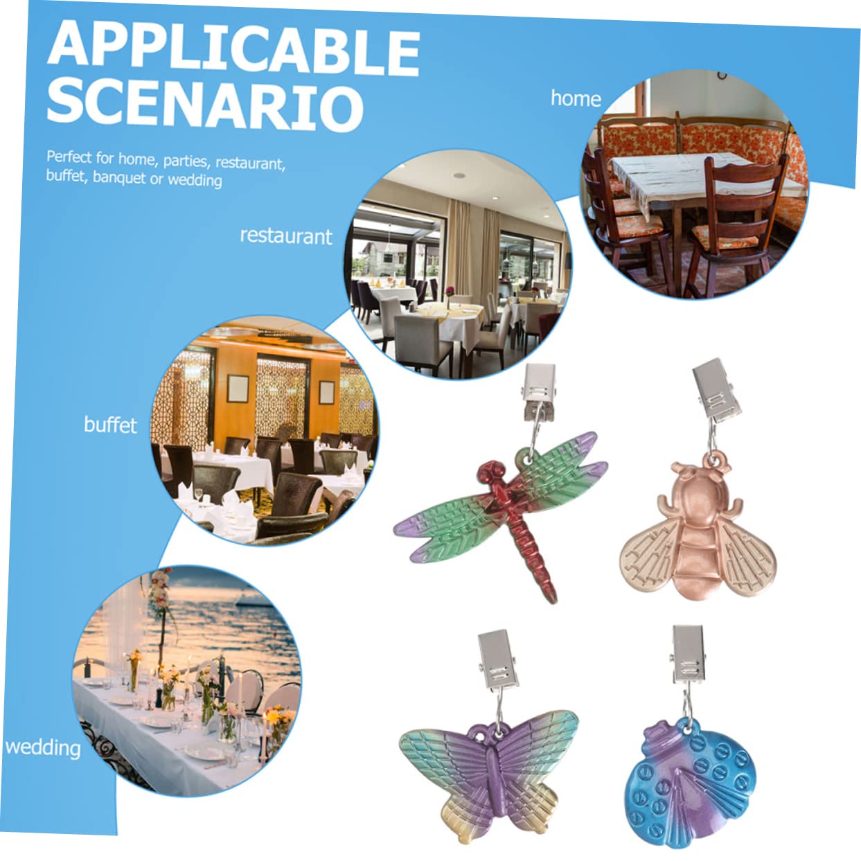 SHOWERORO 8pezzi Clip Fermatovaglia per Tovaglie Pendenti Decorativi per e Rimuovere Accessori per e -