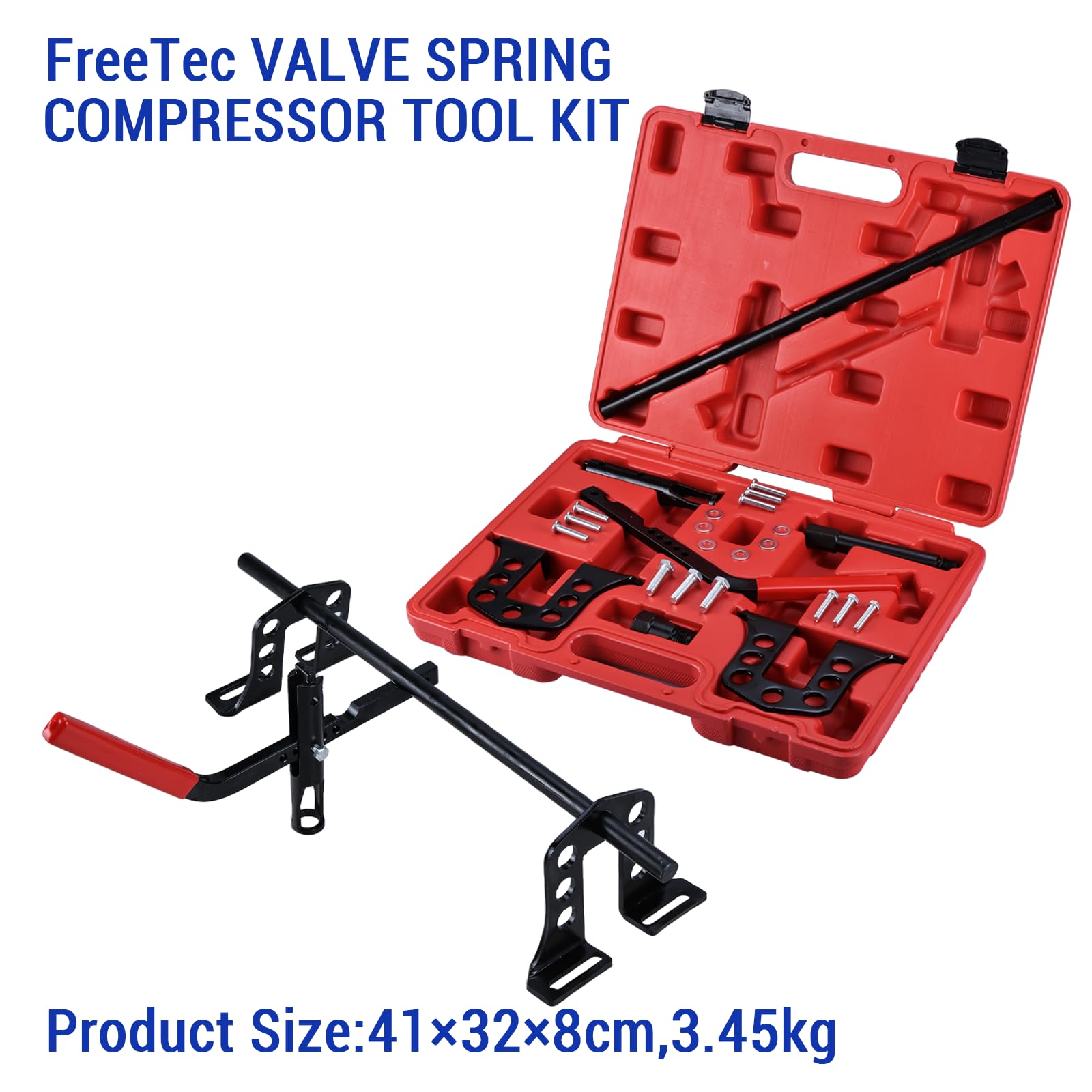 FreeTec Universal Ventilfederspanner Druckluft Ventile Montage Set Ventilschaftdichtung KFZ Werkzeug inkl. Koffer