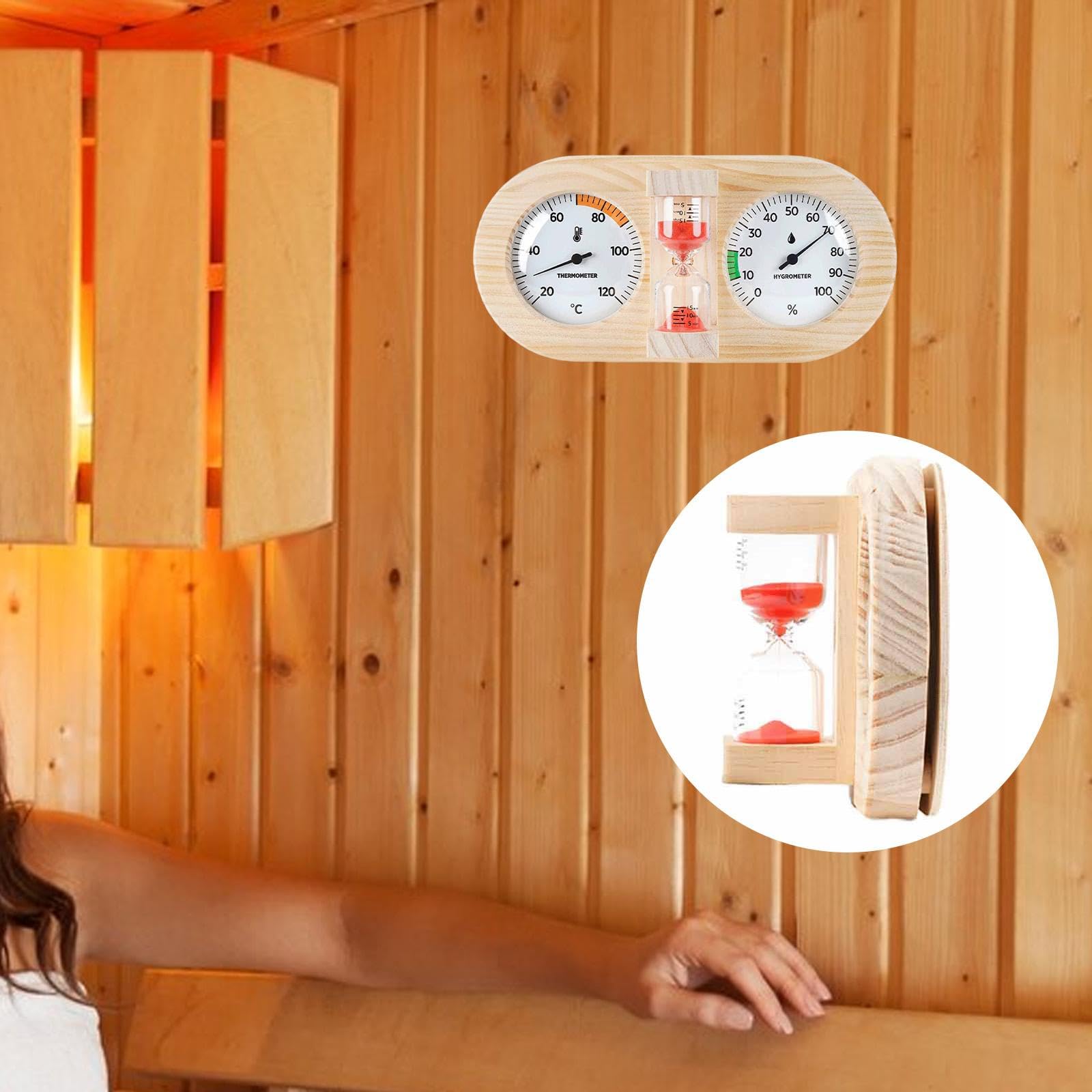 Baoblaze Thermomètre, hygromètre et sablier 3 en 1 pour Sauna et Salle de Sport, Rouge