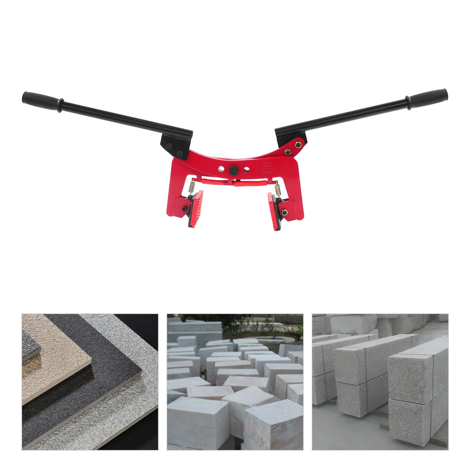 Pinza a doppio sollevamento, pinza per pietre – Pinza per pietre in acciaio Q355, portata 280 kg, regolabile 8 – 30 cm, cuscinetti in gomma antiscivolo, per marmo, cemento, granito (325 kg)
