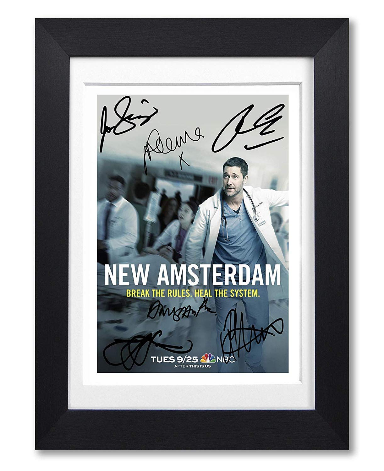 Mounted Gifts Black New Amsterdam Cast Signed Autograph Autographed A4 Poster Photo Print Picture Tv Netflix Show Series Season Framed Dvd Boxset Memorabilia Gift ( Framed & Mounted)