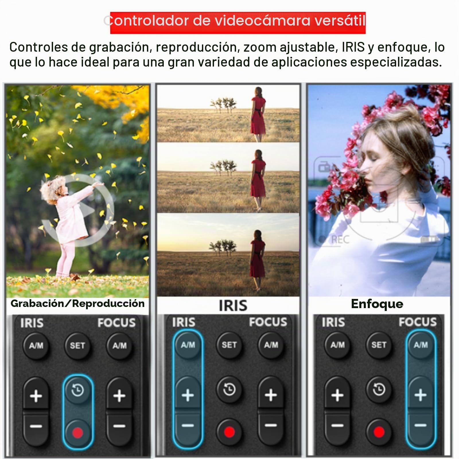 PHOLSY Mando a Distancia Inalámbrico con LANC para Canon Sony Videocámaras | Videocámara Remoto de 2,5 mm, Zoom de Vídeo, Enfoque de Vídeo, Iris y Remoto de Grabación de Vídeo