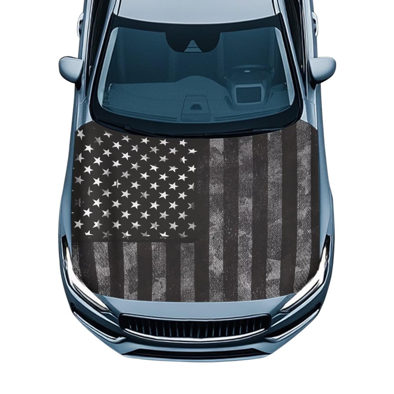 Qpednta Flag Car Hood Cover Easy to Install Car Hood Cover Protector Elastic Fabrics Can be Washed Stretch Polyester Fabric Covers Personalized