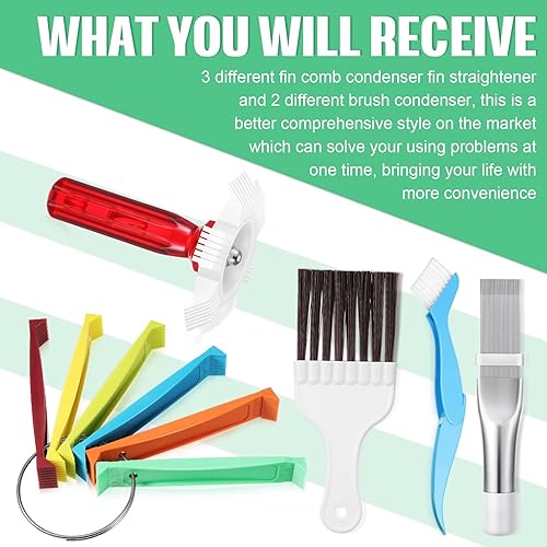 Miniatura 2 de CHENGU Juego de 5 limpiadores de aletas de aire acondicionado, 3 peines de aletas diferentes, enderezador de aletas y 2 condensadores de cepillo