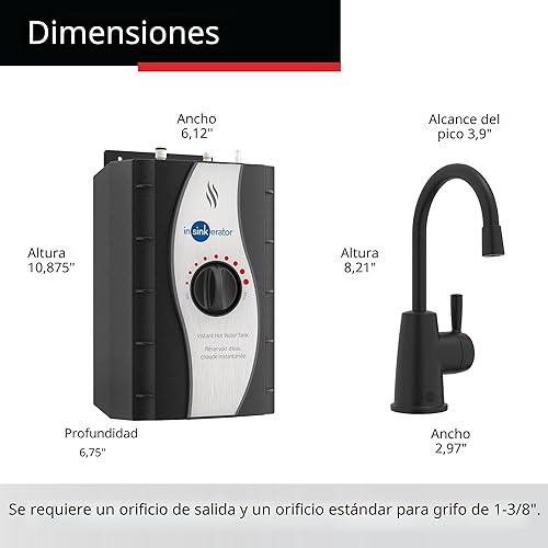 Vista 7 de InSinkErator Tanque de acero inoxidable, sistema H250MBLK-SS HOT250, grifo negro mate de una sola manija con dispensador de agua caliente