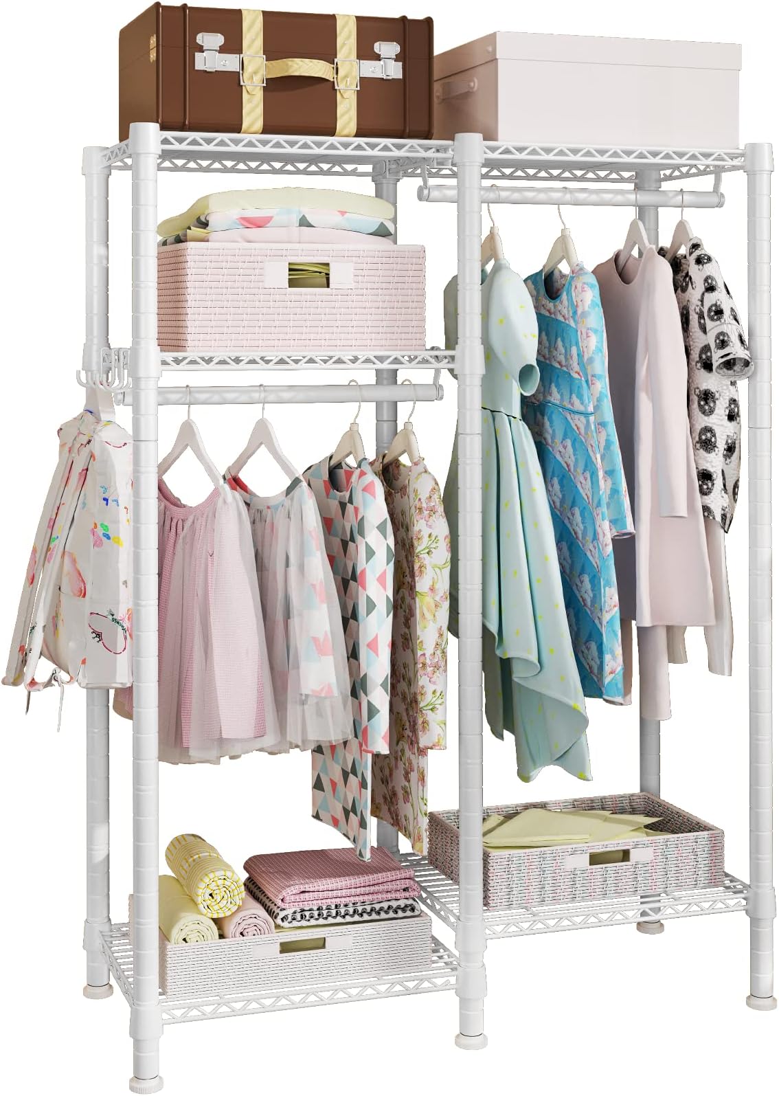 Queekay 2 Pcs Kids Clothing Rack 2 Size 20.5" x 11.8" x 29.5" & 31.5" x 13.8" x 31.5