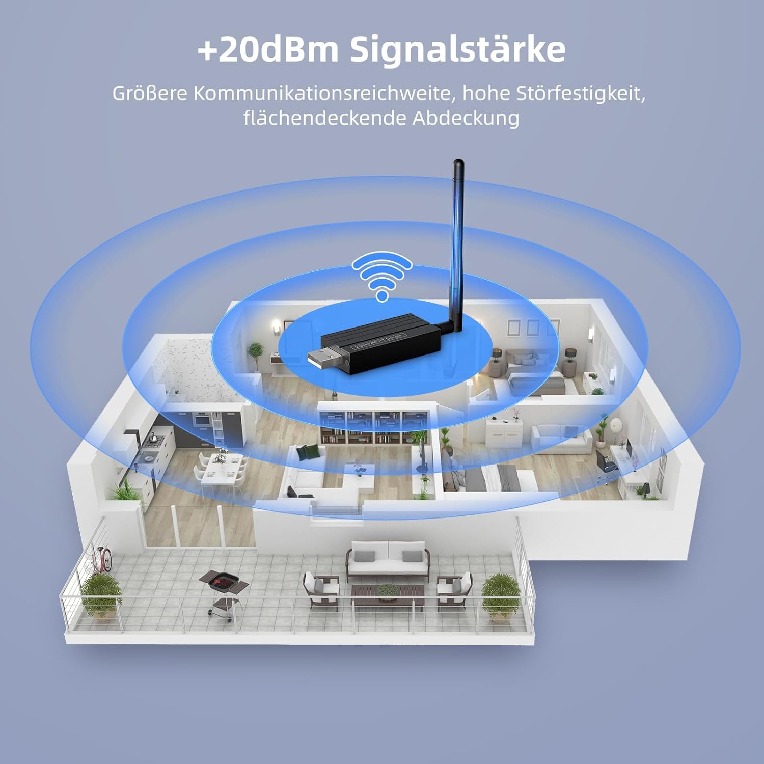 AVATTO Zigbee 3.0 USB-Dongle-Gateway für Home Assistant– kompatibel mit Zigbee2MQTT und ZHA, CC2652P-Chip, unterstützt Erweiterung und Flashen.