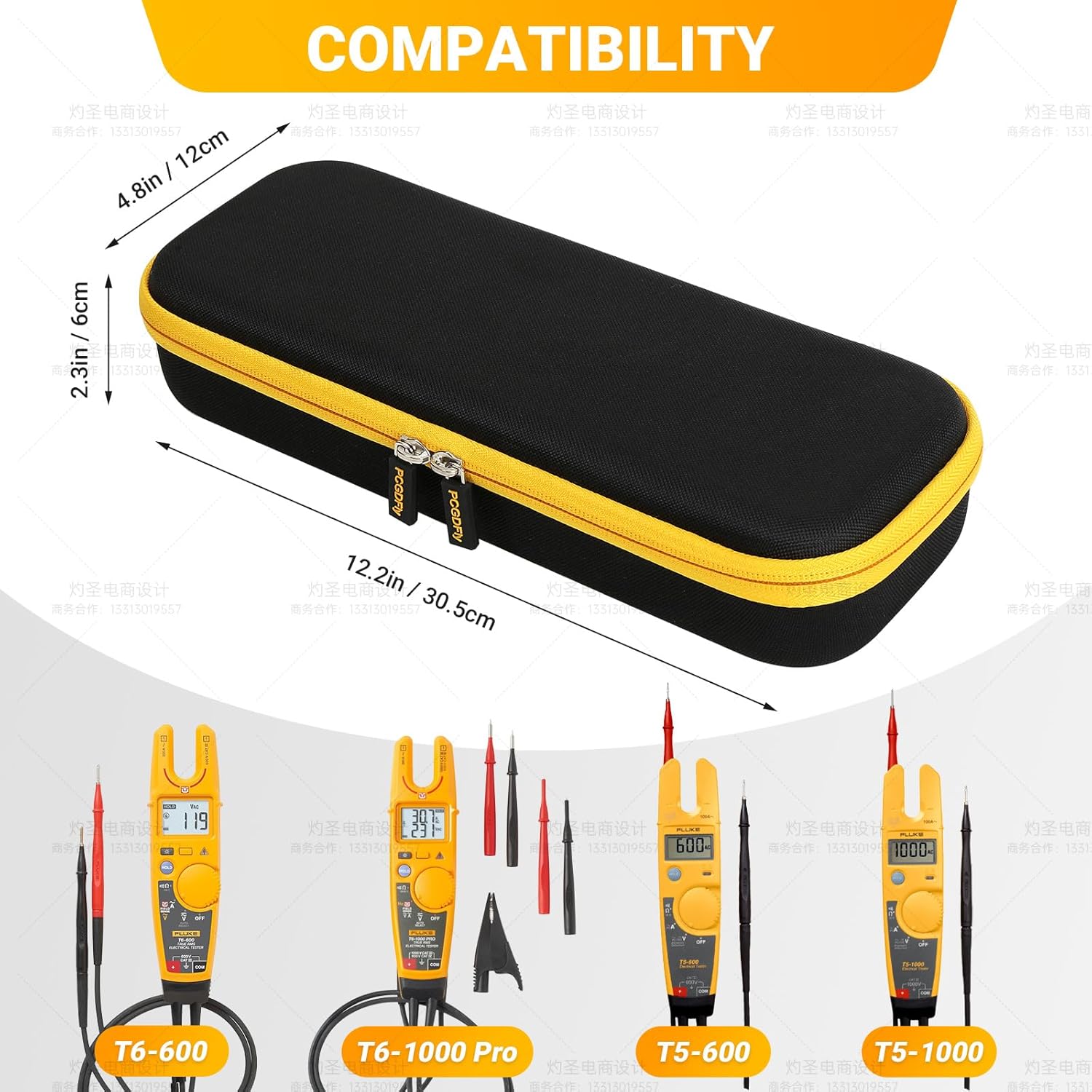Hard Carrying Storage Case for Fluke T5-1000/T5-600/T6-1000/T6-600 Electrical Voltage, Voltage Tester Tools Storage Organizer Holder Bag - Image 3