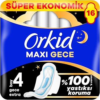 Orkid Maxi Secure Gece Hijyenik Pedleri (Boy 4) 16 Adet Hijyenik Ped
