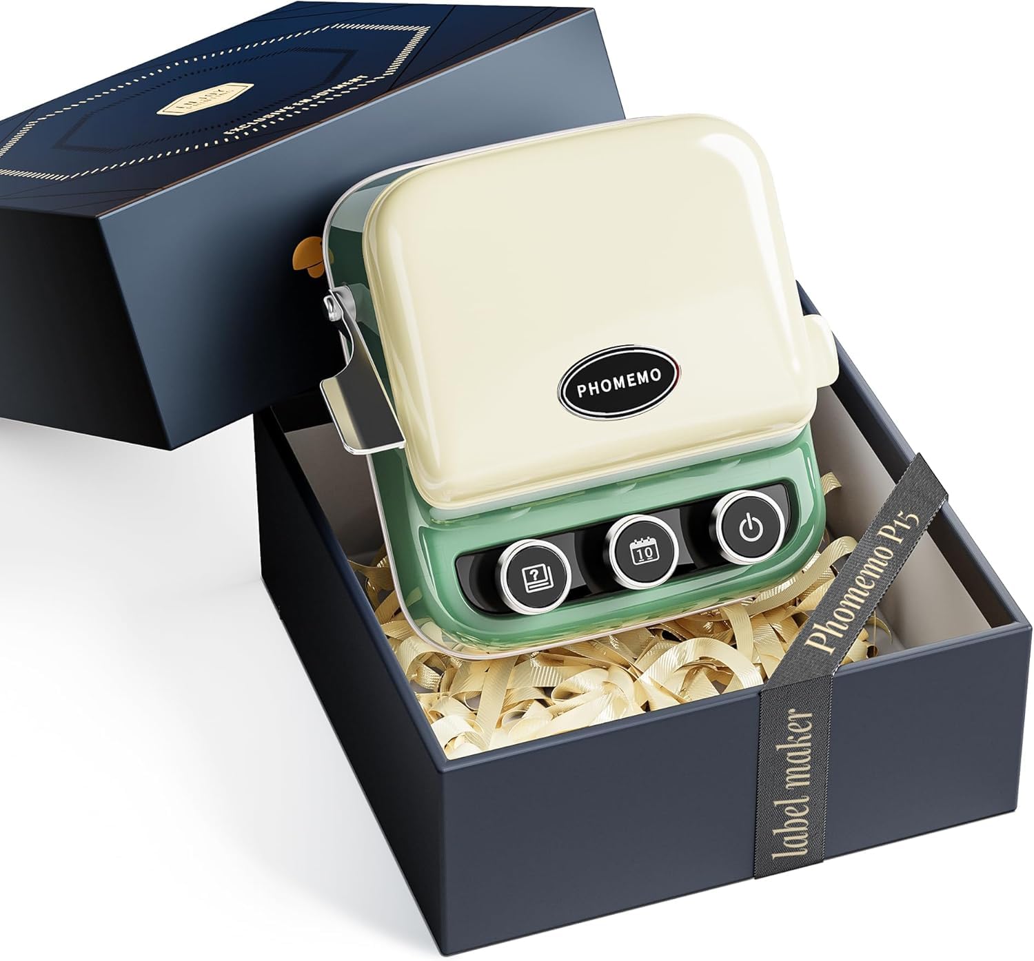 Phomemo P15 Etichettatrice a Nastro Rétro –Stampante per Etichette Adesive Bluetooth con Stampa Data in un Clic –Ideale per Decorazioni e Confezioni Regalo –Con Confezione Regalo e 1 Rotolo – Verde