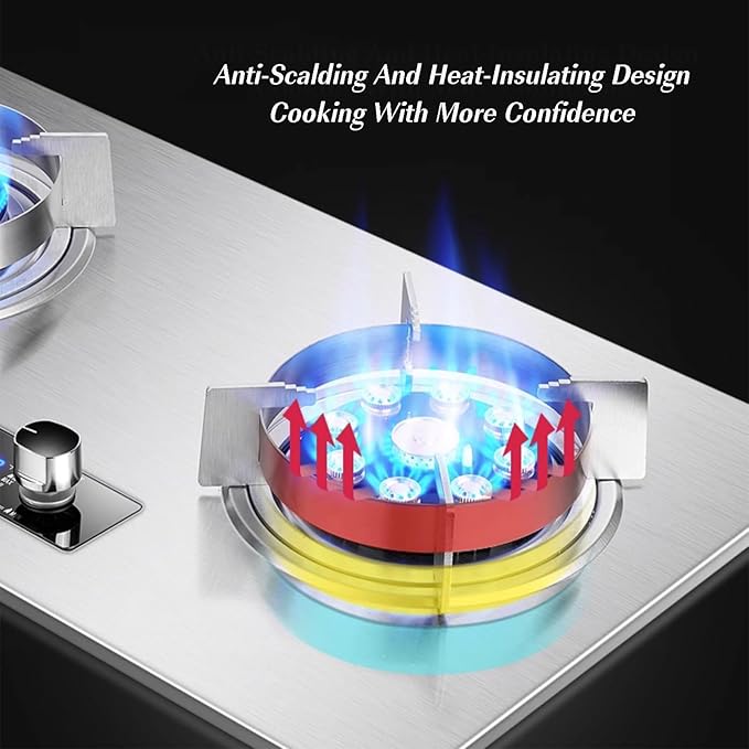 Estufa de Gas 2 Puestos 75 cm Panel Acero Inoxidable miniatura 5