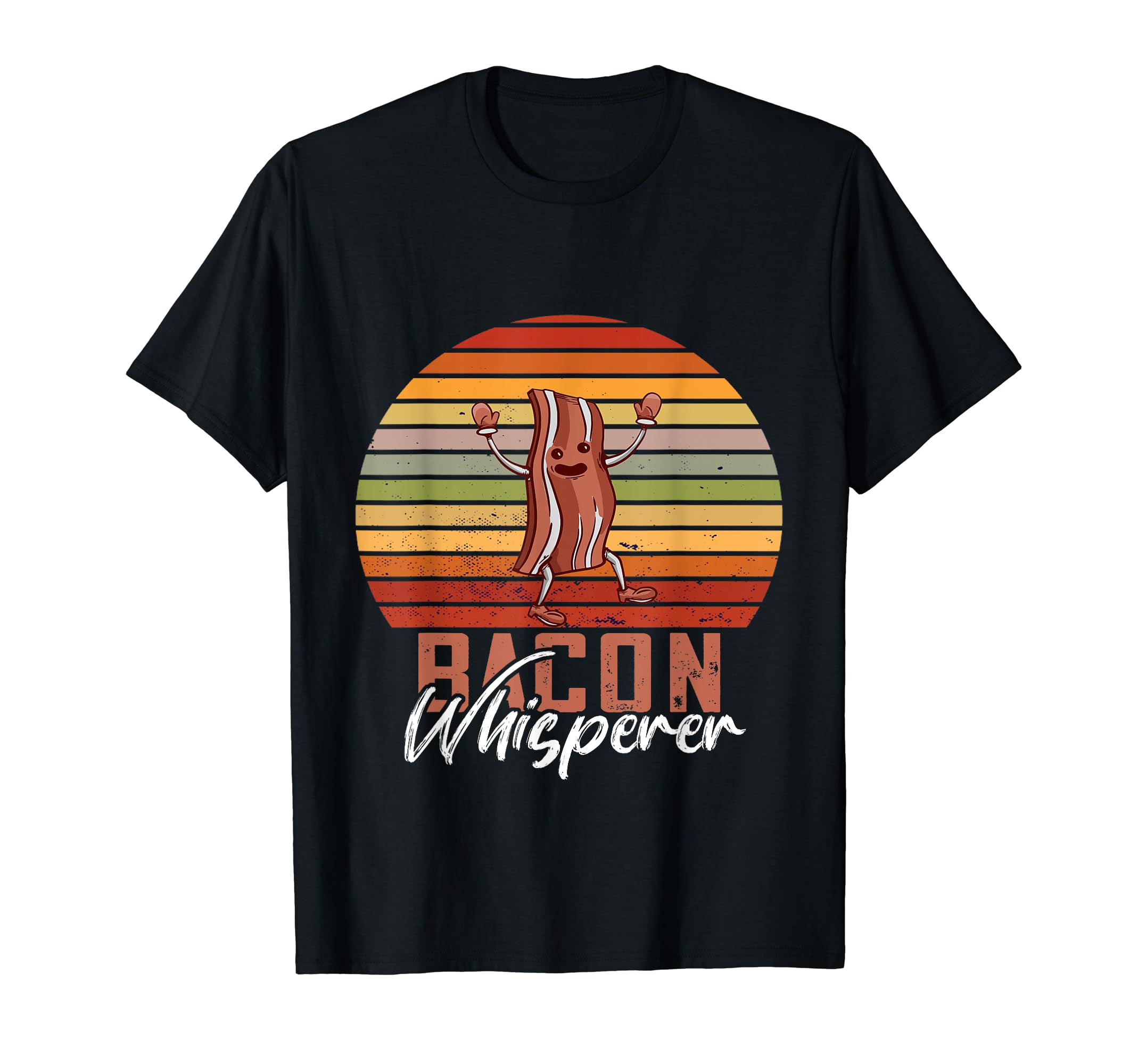 Funny Meat Strip Breakfast Food LoversBacon Whisperer Retro Bacon Lover Crispt Breakfast Strips T-Shirt