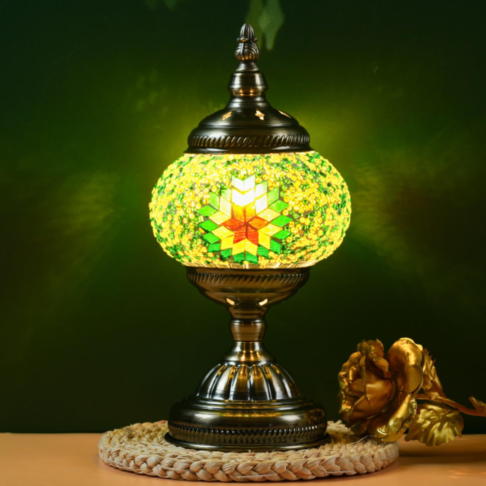 Maimeili Turkish Exotic Mosaic Table Lamp with Handmade Moroccan-Style Decorative Glass Retro Lamp Shade with USB Decorative Desk Lights Bedside Lights for Bedroom โ image 1