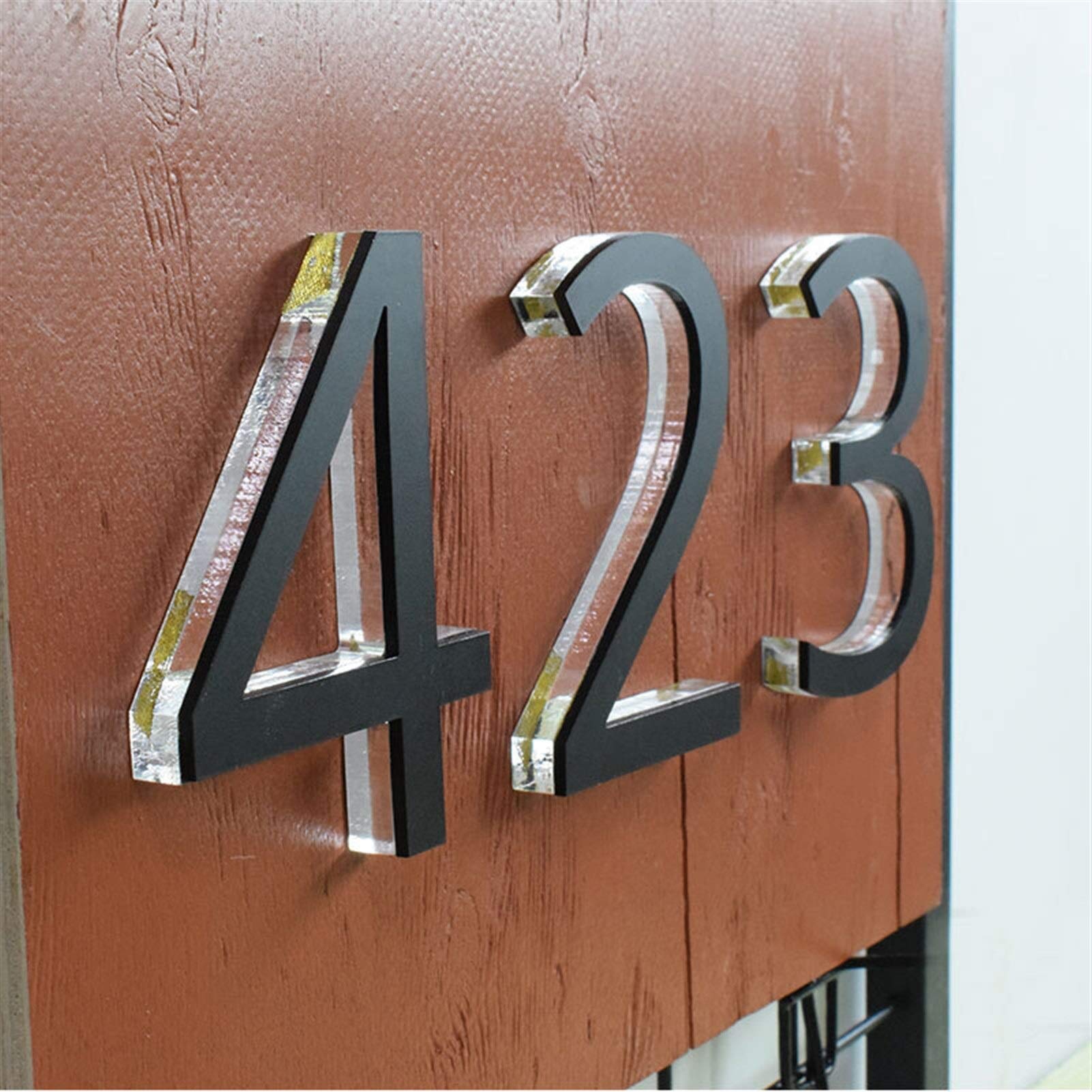 PYouo-Nummernschild Crystal House Numbers, Home Hotel Türschilder Edelstahl Brief Zeichen Adresse, 0-9 ABC Acryl 3D moderner Outdoor, Bestes Logo (Color : 6, Size : 300mm 12in)