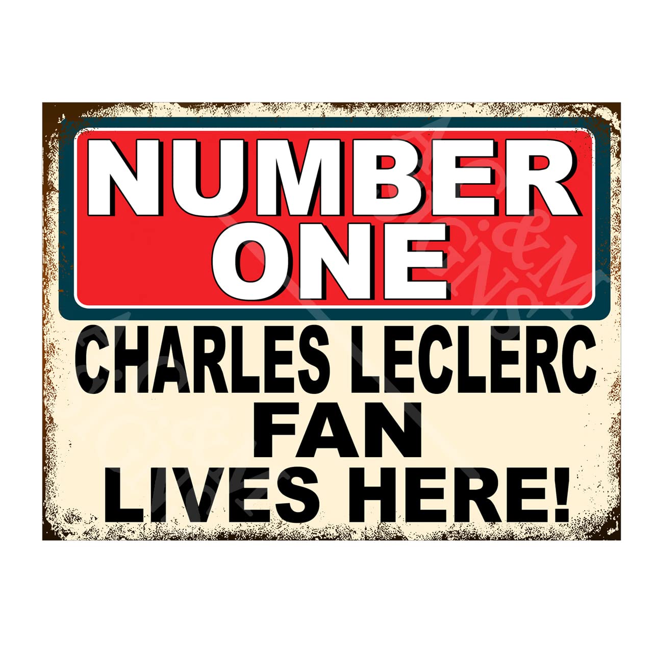 Metal Sign Plaque Poster Print Number One Charles Leclerc Fan Lives Here Gift Dad Mum Man Cave Shed Home Bar Ref5635 (8x6 inches (Approx) 20cmx15cm)