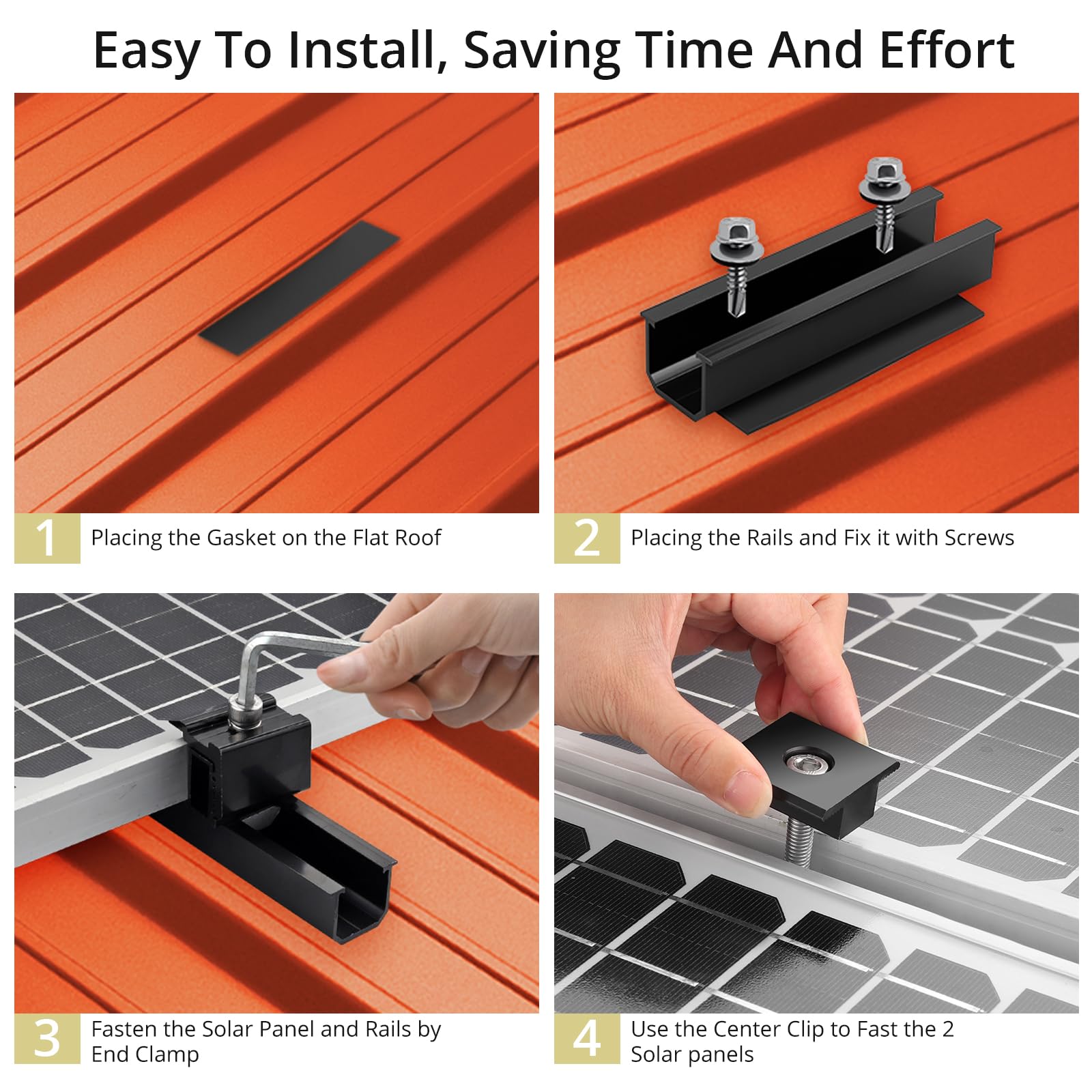 Anbte Kit di supporto per pannello solare per 2 pannelli solari da 30/33/35