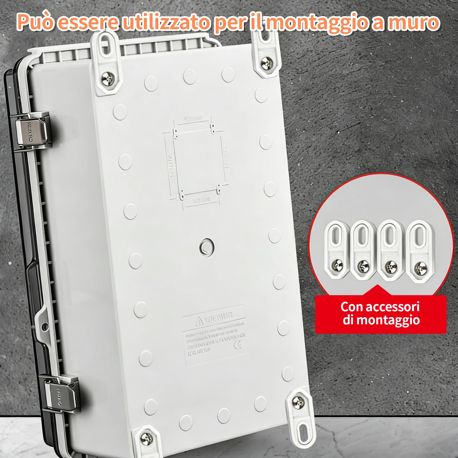 Scatola Elettrica da Esterno, Scatola di Derivazione Esterna IP66, Armadio Trasparente Esterno con accessori per il montaggio a parete e serratura (29 x 19 x 14 cm)