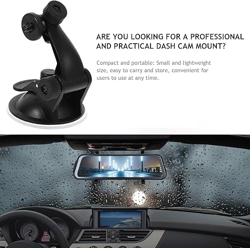 Miniatura 2 de Soporte de ventosa para cámara de tablero con adaptador ajustable de 1/4 pulgadas para cámaras de acción y soportes de teléfono de automóvil, base