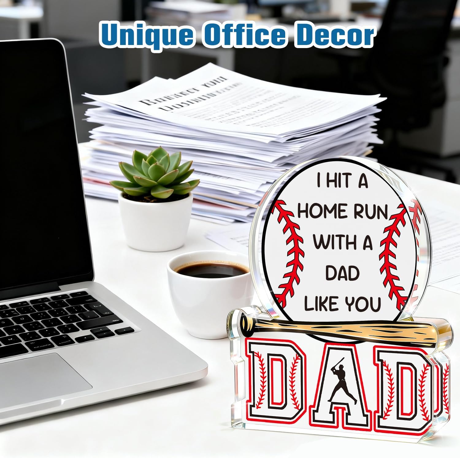Dad Gifts from Daughter Son, Baseball Fathers Day Birthday Gift for Dad,Funny Baseball Decor Sign, Step First Time Bonus New Daddy Father in Law Papa Gifts for Sports Fans,Baseball Accessories Stuff