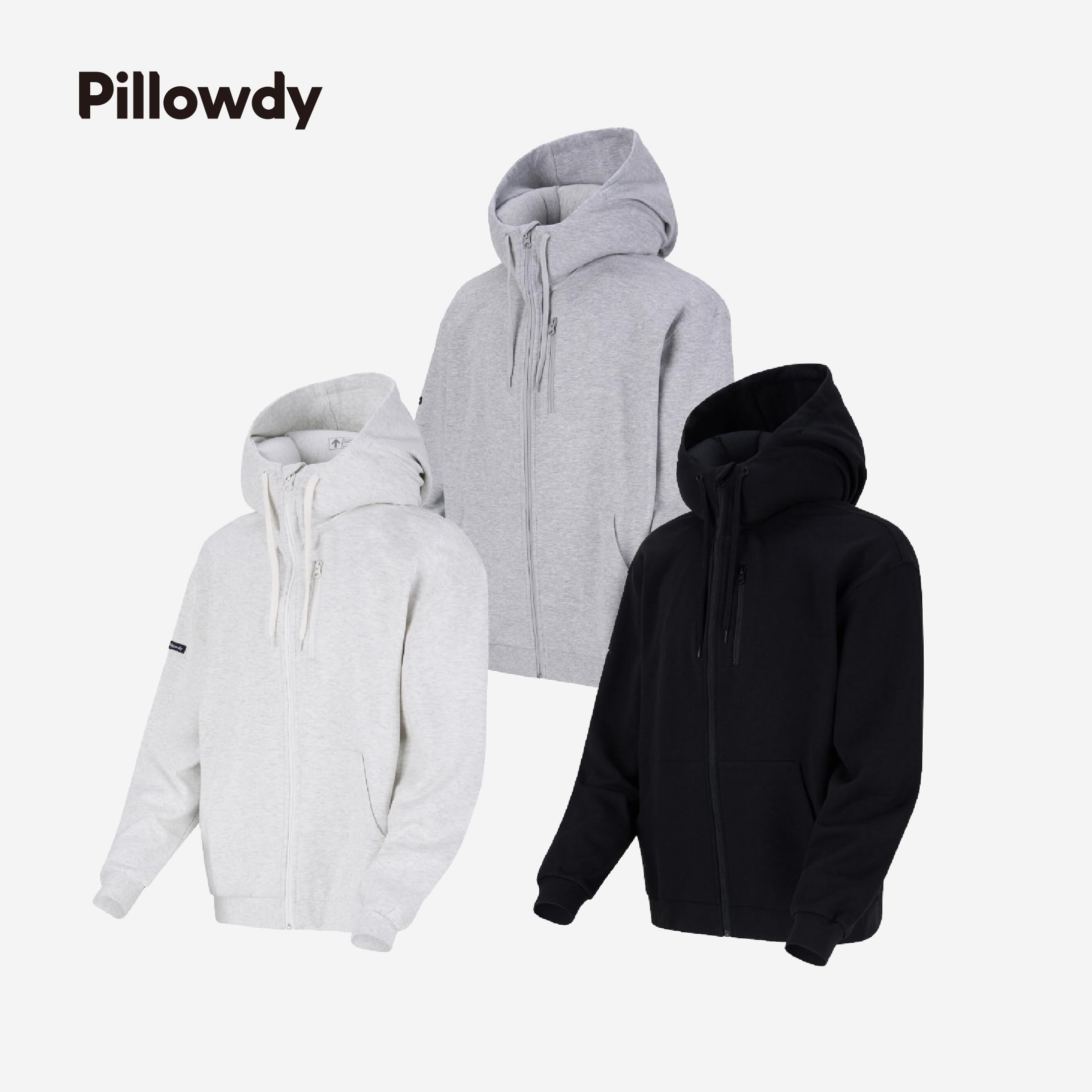 Pillowdy Full-Zip Hoodie with a Built-in Inflatable Neck Pillow 