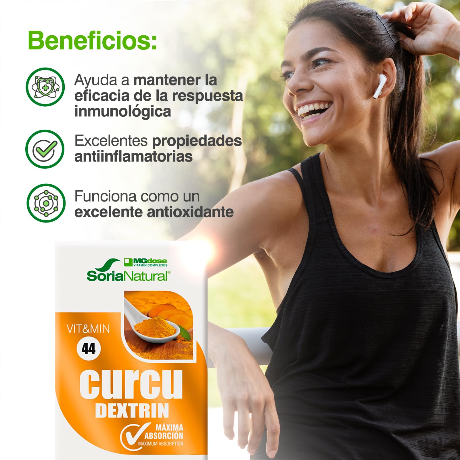 Soria Natural CurcuDextrin - Extracto de Cúrcuma Dextrinada y Pimienta Negra, Máxima Absorción - Sistema immune, Antiinflamatorio Natural, Síndrome Premenstrual - PACK1