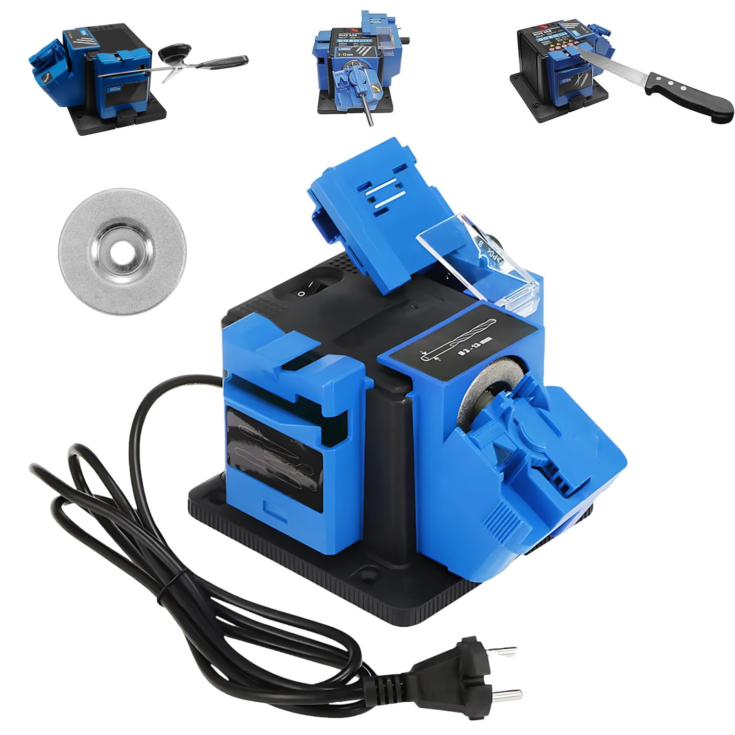Universal Schärfstation Schleifmaschine 65W 6000 RPM Elektrischer Bohrerschärfer Präzisionswinkel Einstellung
