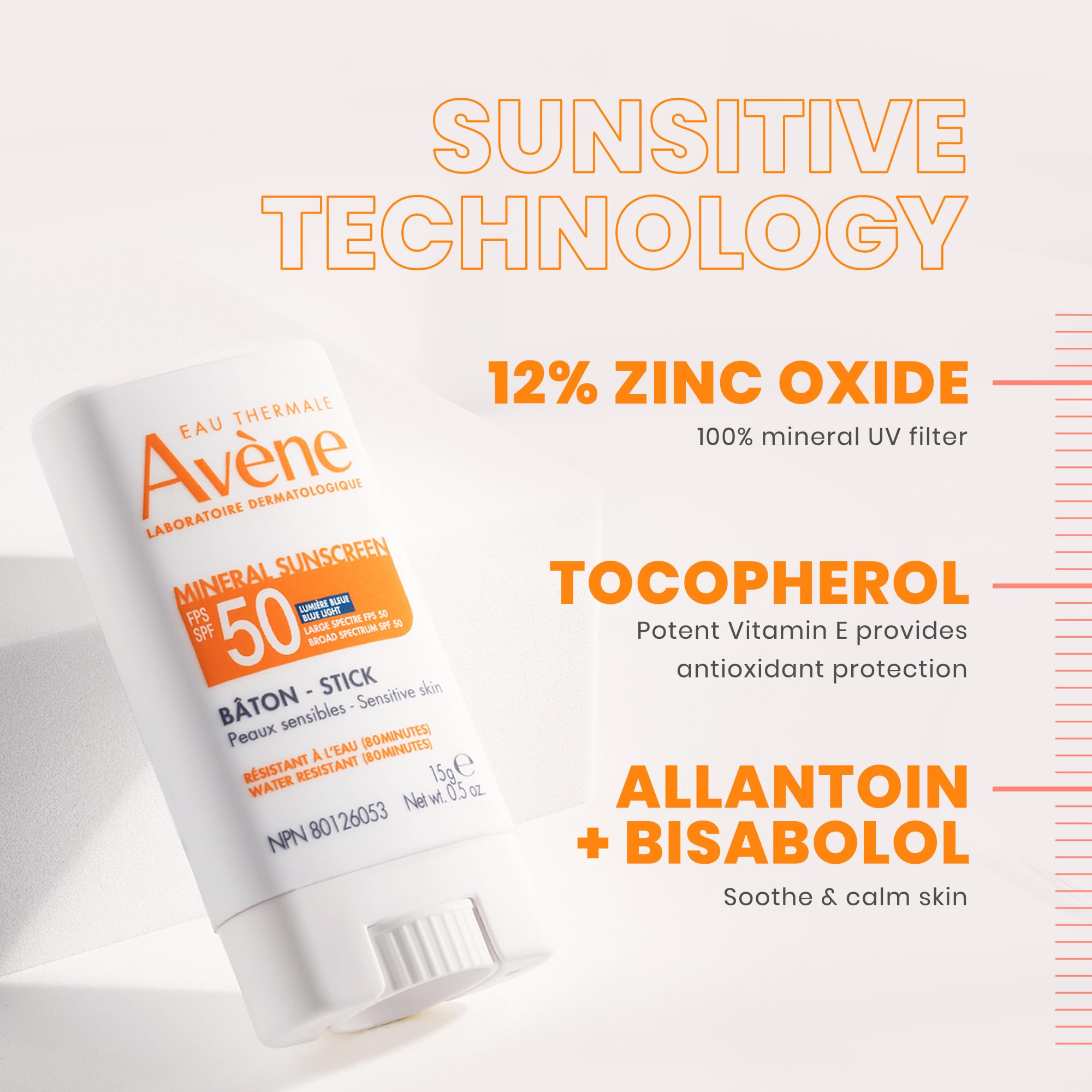 Avène Mineral Sunscreen Stick SPF 50, 0.5 Oz