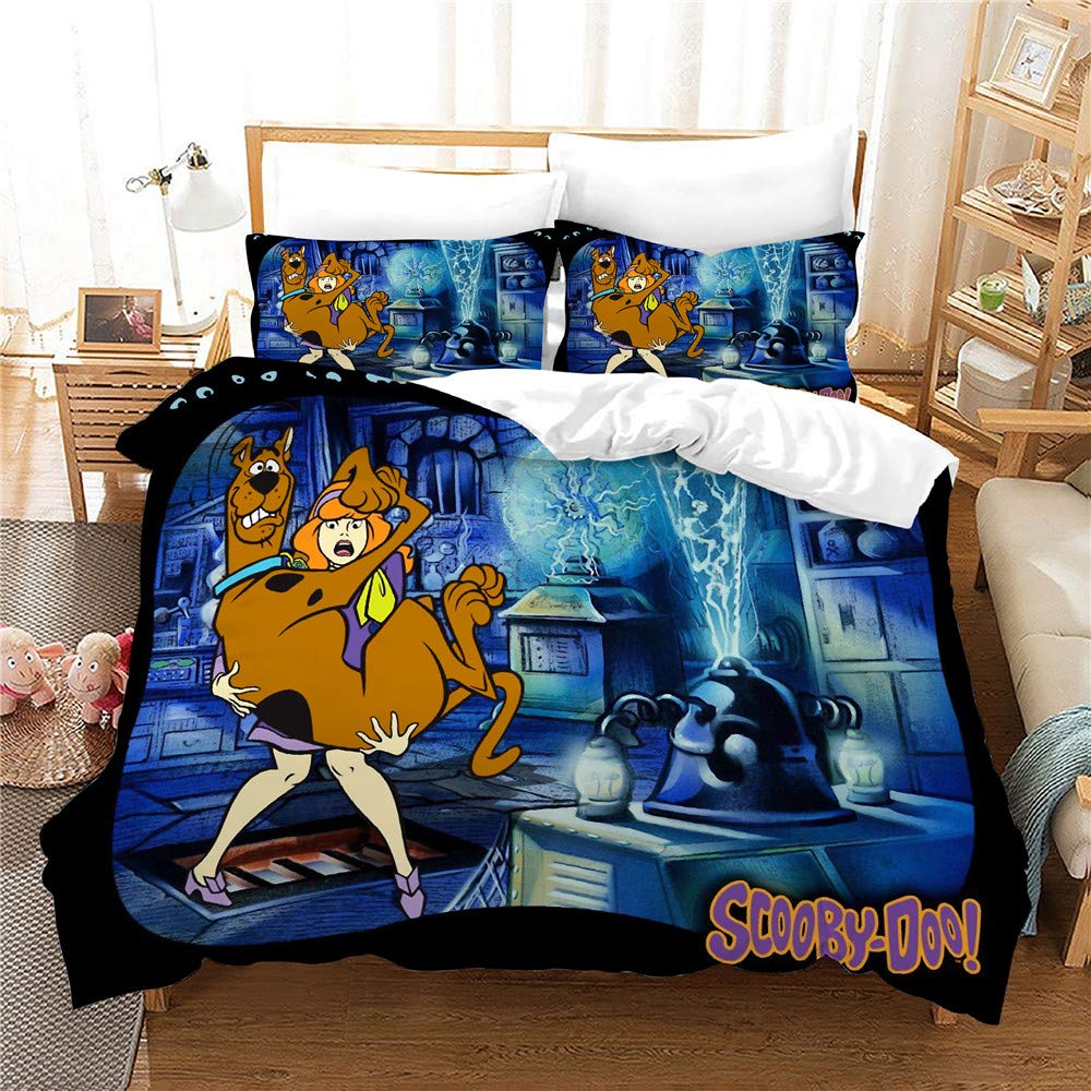 Probuk Scooby-DOO Anime Bed Linen Set 100% Microfibre Duvet Cover Boys  Children Girls Bedding with Pillowcase (A-03, 135 x 200 cm (50 x 75 cm)