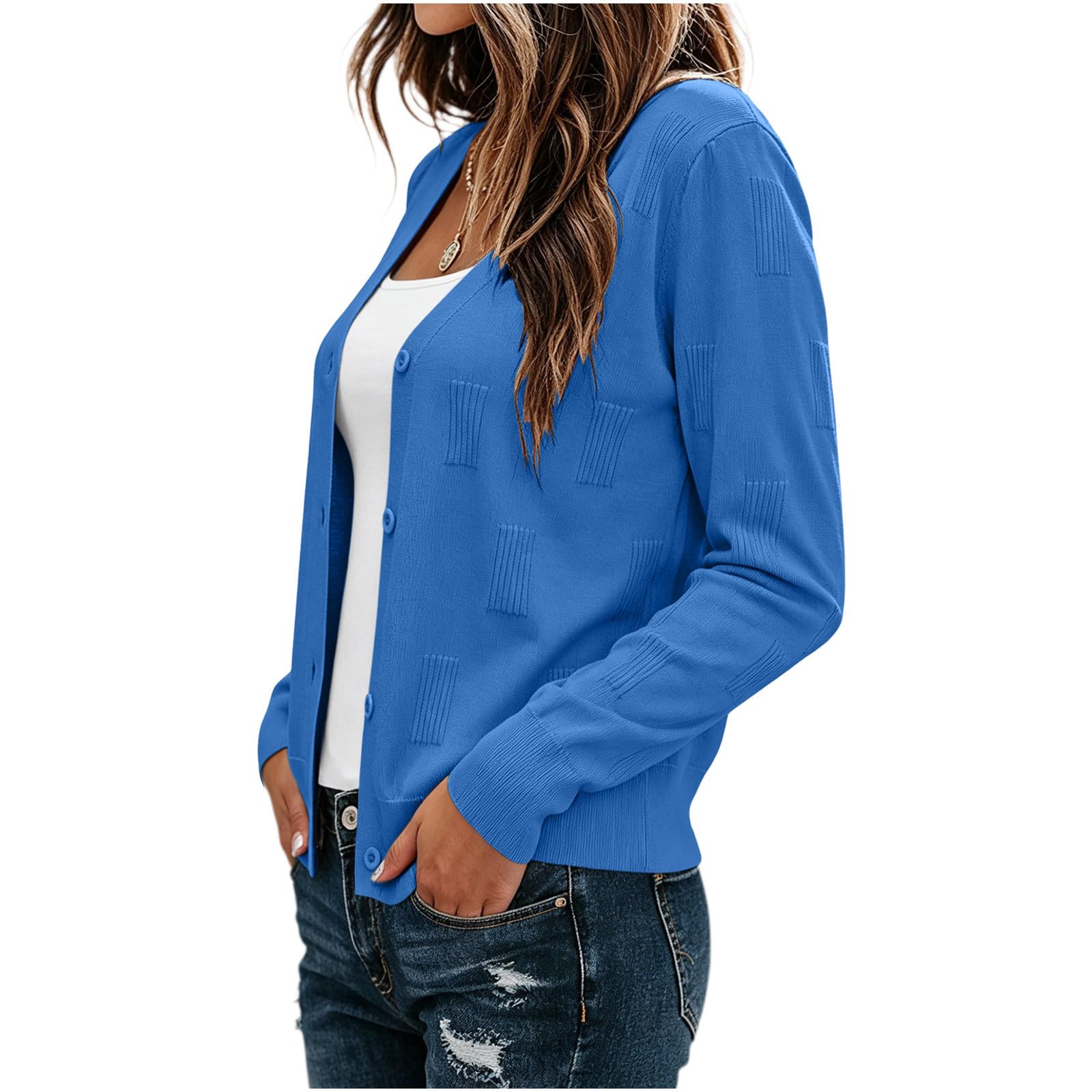 Strickjacke Damen Leichte Cardigan Elegant Strickjacken Freizeit Damen-Jacken Übergang Strickmantel Lässige Outerwear Button-Down Sweatjacke Casual Herbstmantel Klassisches Oberbekleidung XS-XXL