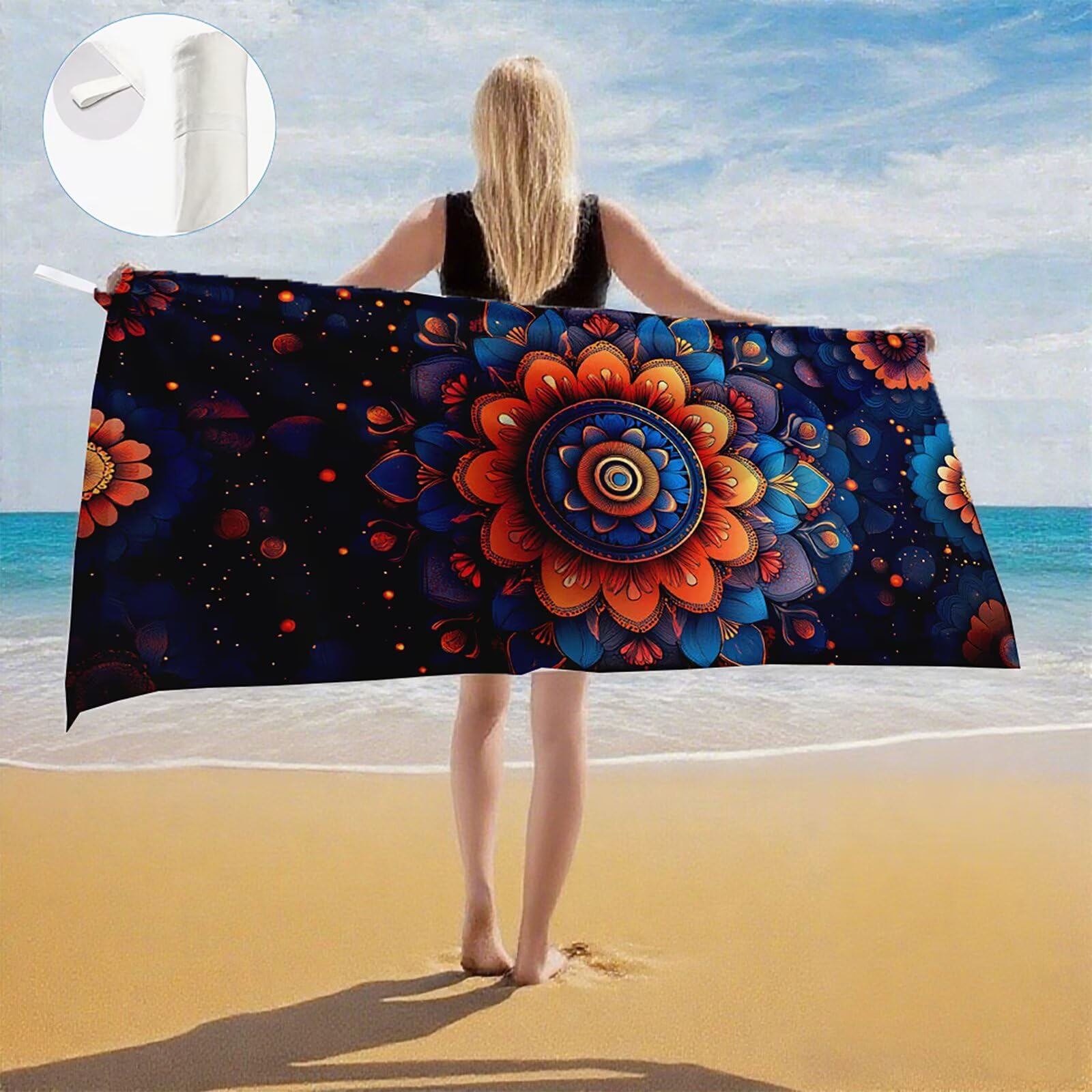 Serviette de Plage XXL 80x160 cm,Couleur Serviette Plage Microfibre avec Séchage Rapide, Anti-Sable, Absorbante Fonction Design pour Vacances Piscine Pique-Nique Voyages Yoga, Cadeau Femme Q-972