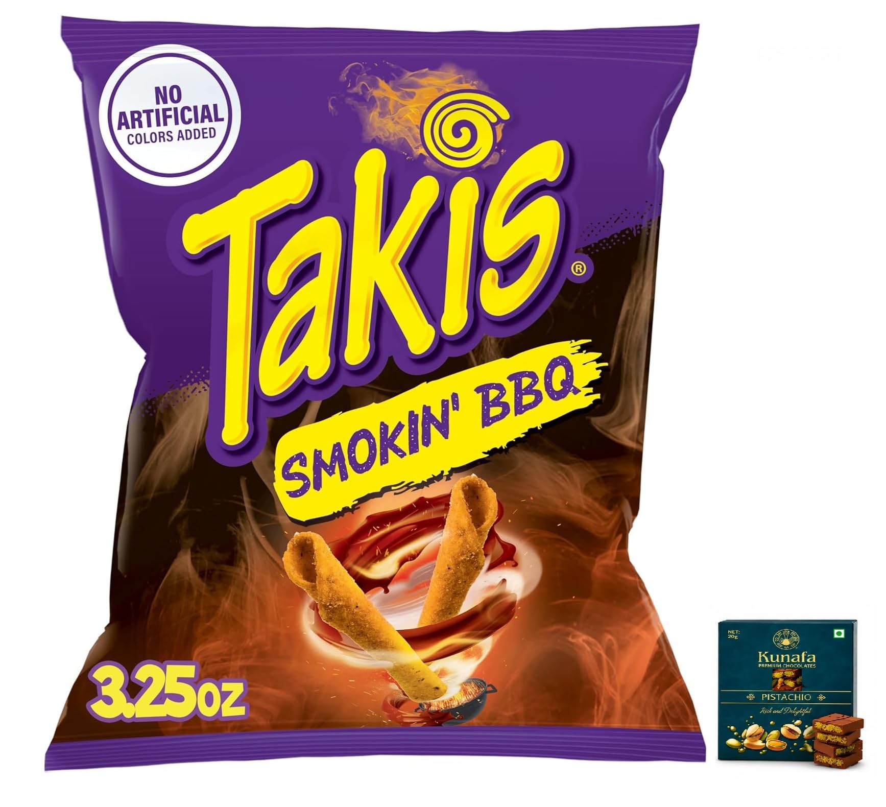 Takiss Smokin BBQ Tortilla Chips (USA), No Artificial Colors, 92.3g with Free Flavourito Kunafa Pistachio Chocolate Bar, 20g By Decadent Foods-image-40