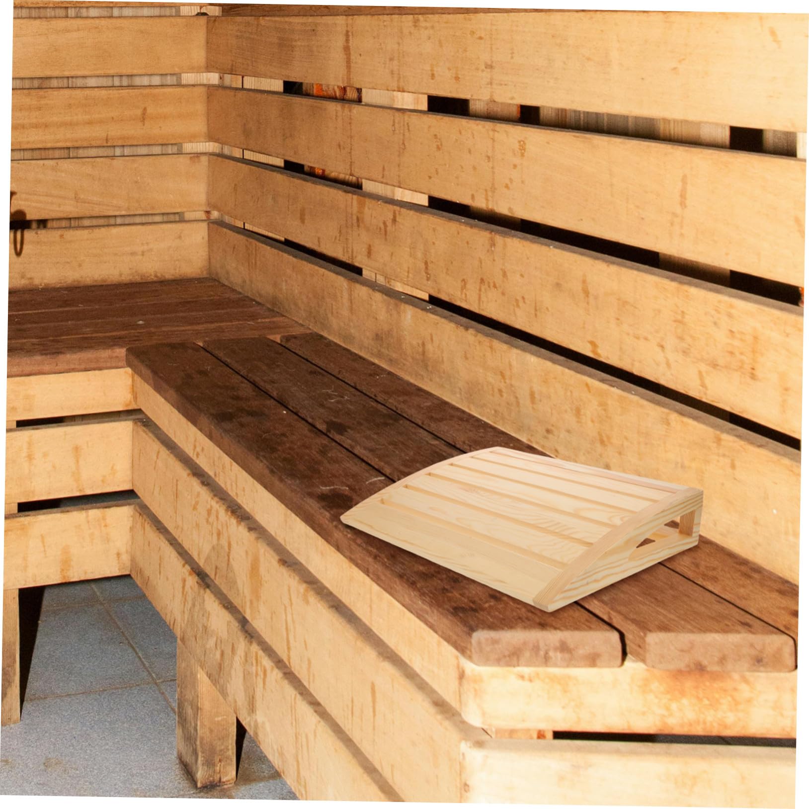 Toyvian Appui-tête Bois Naturel pour Sauna Coussin Ergonomique Fait Main pour Soutien Cervical Accessoire pour Spa et Vapeur Gestion Sueur Détente