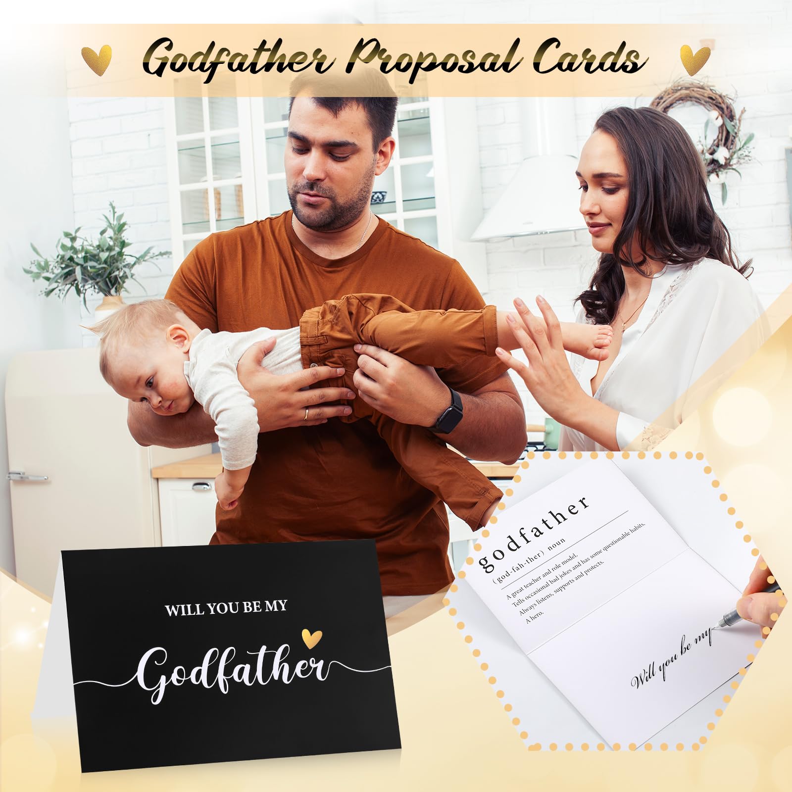Reallnaive 6 Pcs Godfather Proposal Gift Will You Be My Godfather Gift Box Set Includes Wine Glass Bracelet Keychain Card Socks for God Father Uncle from Godchild Baptism Easter Father's Day(Classic)
