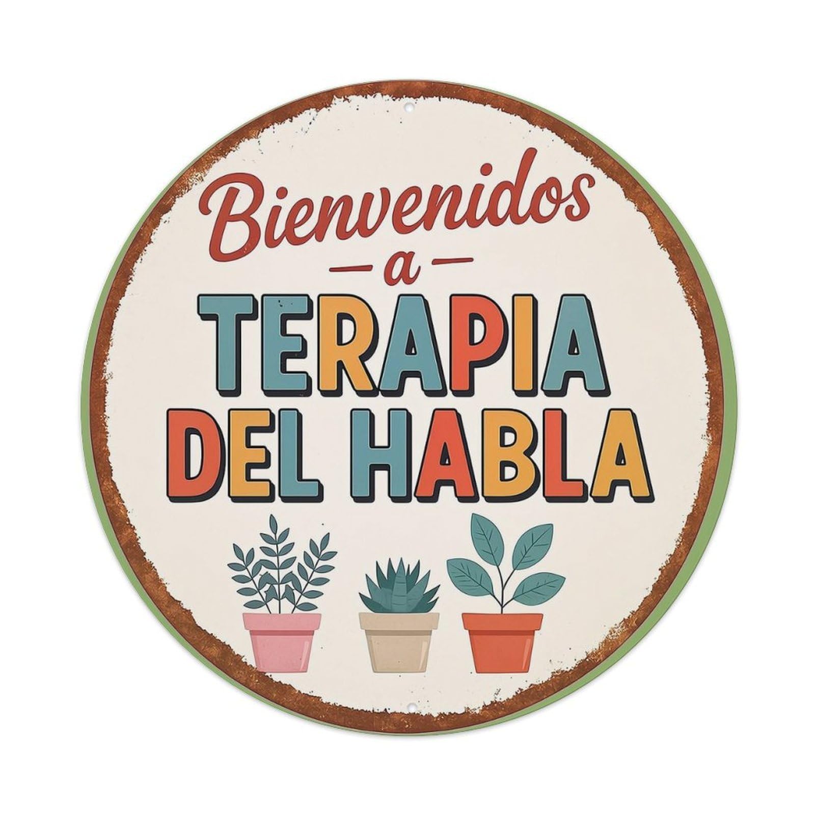 Bienvenidos A Terapia Del Habla Metal Tin Sign Plaque