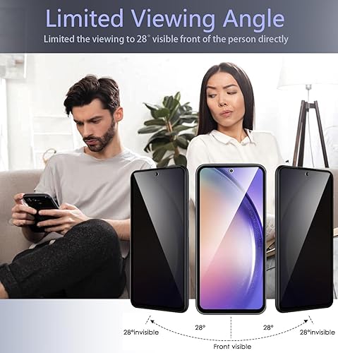 Miniatura 2 de Protector de pantalla de privacidad para Samsung Galaxy A54 5G con protector de lente de cámara 2 + 2 unidades, película de vidrio templado