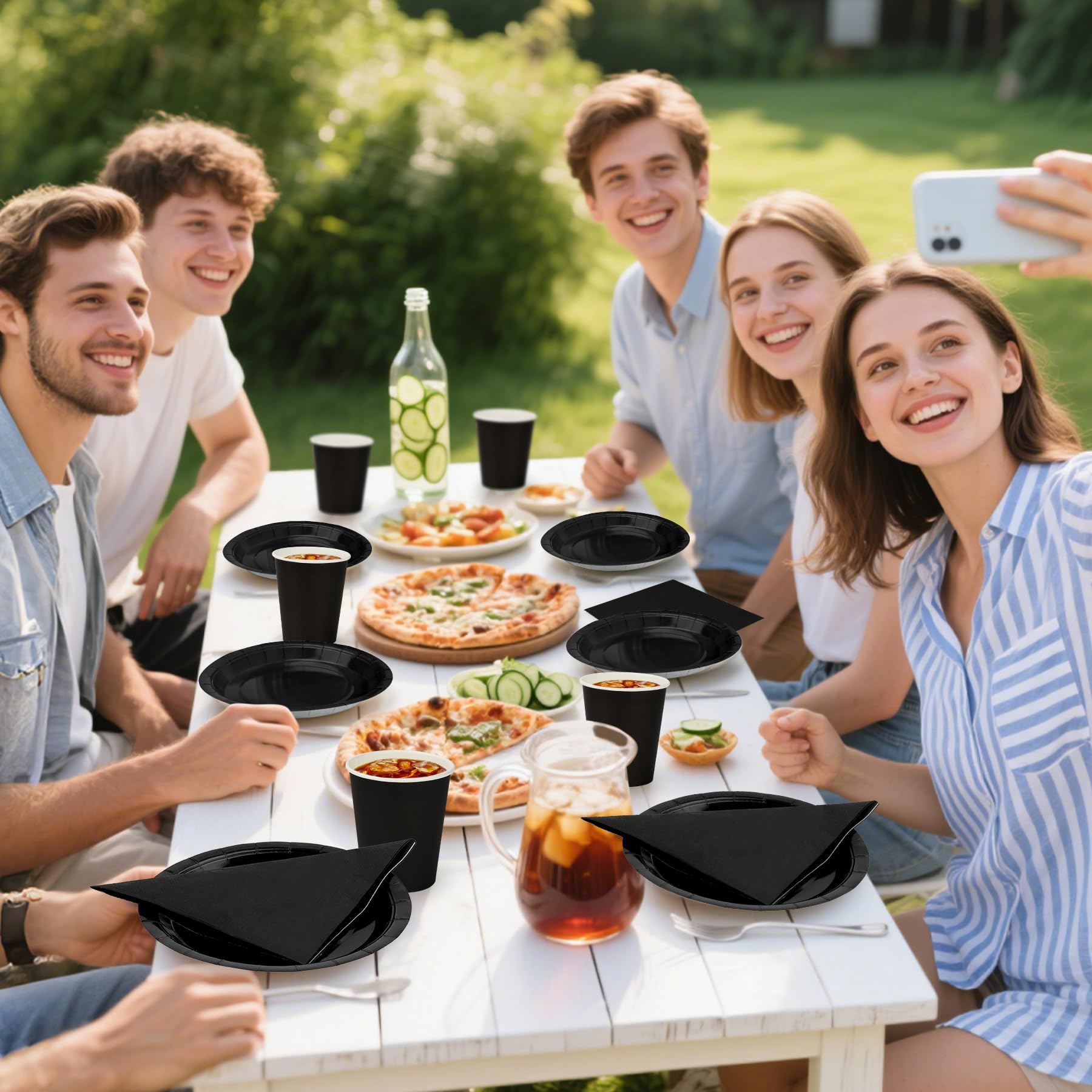 Service De Table En Carton Pour 30 Personnes - Assiettes, Serviettes, Gobelets Rouge Foncé - Pour Fêtes, Mariages, Noël