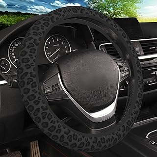 Funda elástica para volante de guepardo con estampado de leopardo negro, fundas de neopreno antideslizantes y transpirables para volante, accesorios de automóvil de leopardo para mujer, universal de
