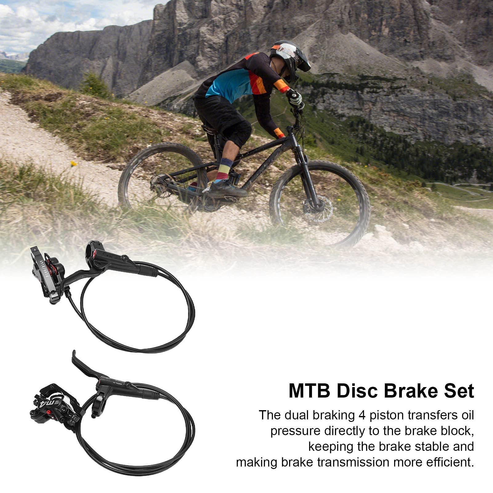 Fahrrad Scheibenbremsen Kit, M4 Öldruck Hydraulische Scheibenbremse MT420 Vorderrad Hinterrad Bremssättel 4 Kolben mit 1 Paar 160 mm Scheibenbremsscheibe