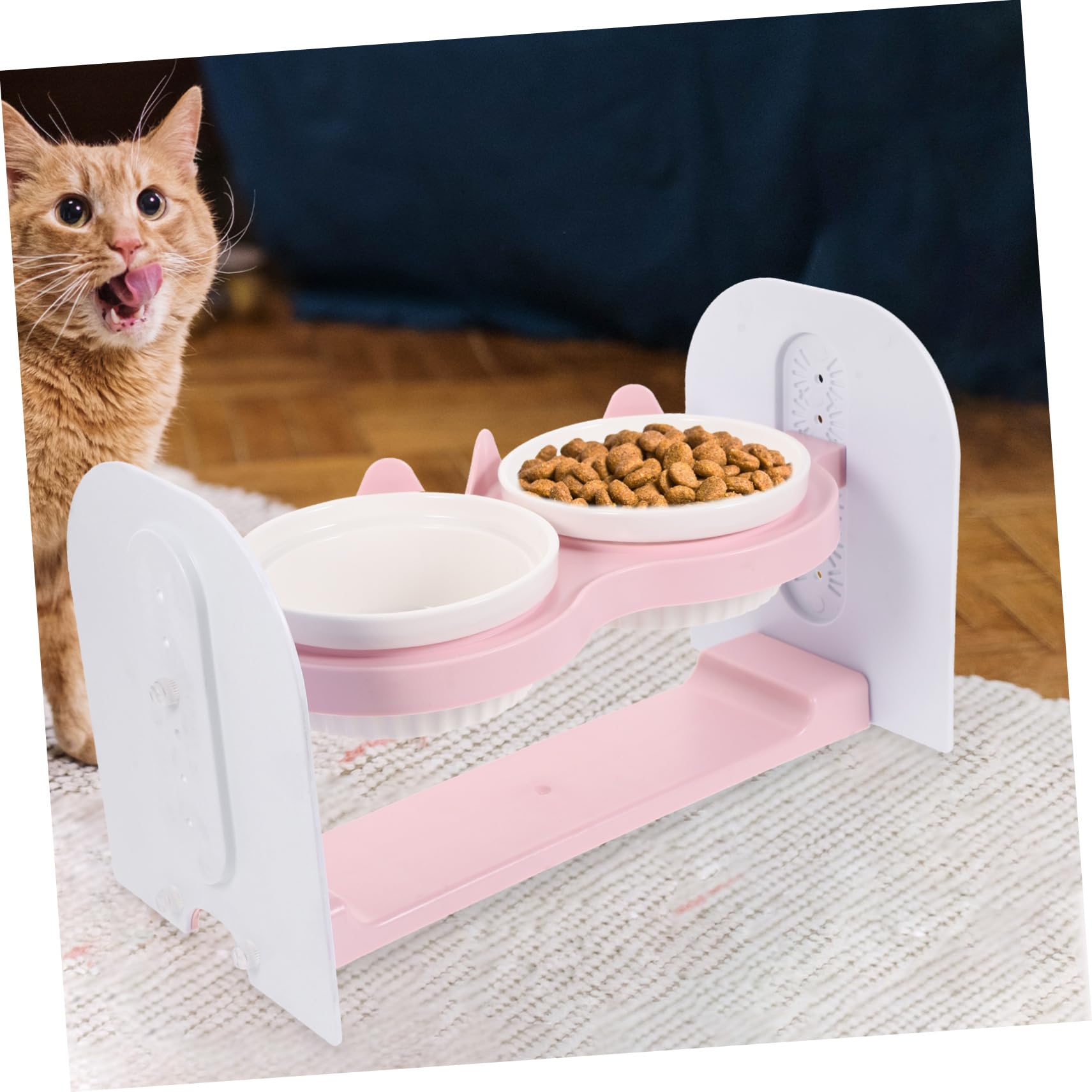 Supvox Keramik Futternapf für Katzen und Kaninchen Neigbares Doppelnapf Design Abnehmbar Schonend für Hals Leicht zu Reinigen