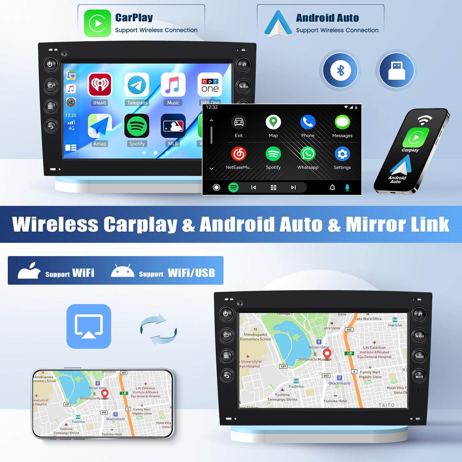 2G+64G GOHHDL Android 13 Autoradi für Renault Megane 2 2002-2009 mit Carplay Android Auto, 7 Zoll Touchscreen Radio mit Bluetooth GPS FM/RDS WiFi SWC Rückfahrkamera & MIC