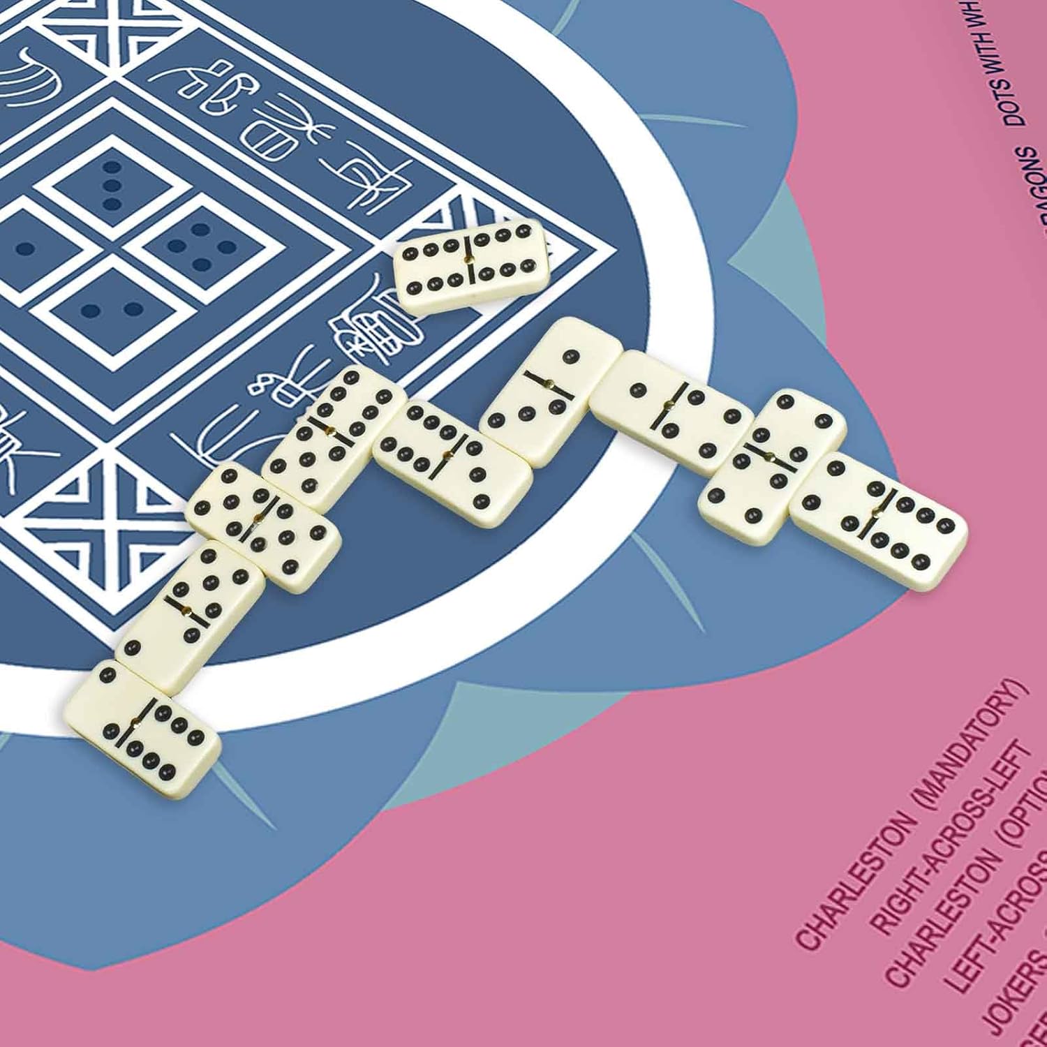 BeFyne Mahjong Mat for Table, 32.4×32.4 Inch Non-Slip Noise Reduction American Mah jongg Mat with Rules, Neoprene Mahjong Table Mat for Poker, Card, Dominoes Games, Pink