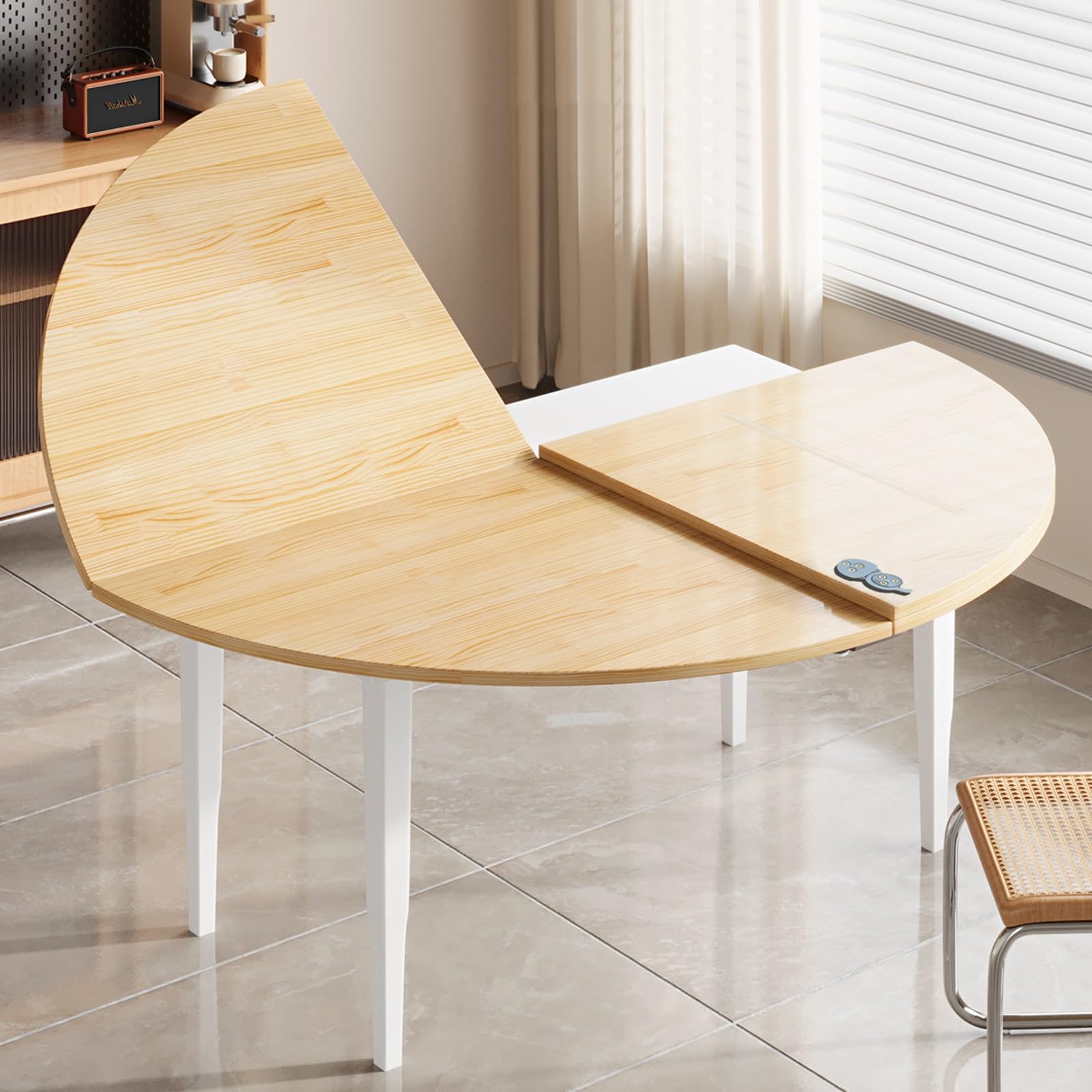 Tavolo pieghevole rotondo in legno da 180 cm per 10, tavolo da pranzo allungabile per esterni, vassoi versatili in legno, ideale per riunioni in casa e giardino, design salvaspazio